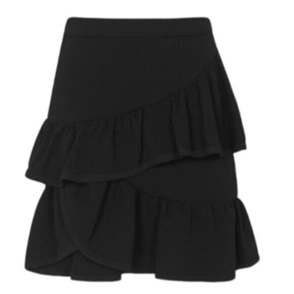 NWT I.R.O. | Mica Black Ruffle Layerd Mini Skirt Size Medium - Picture 8 of 12